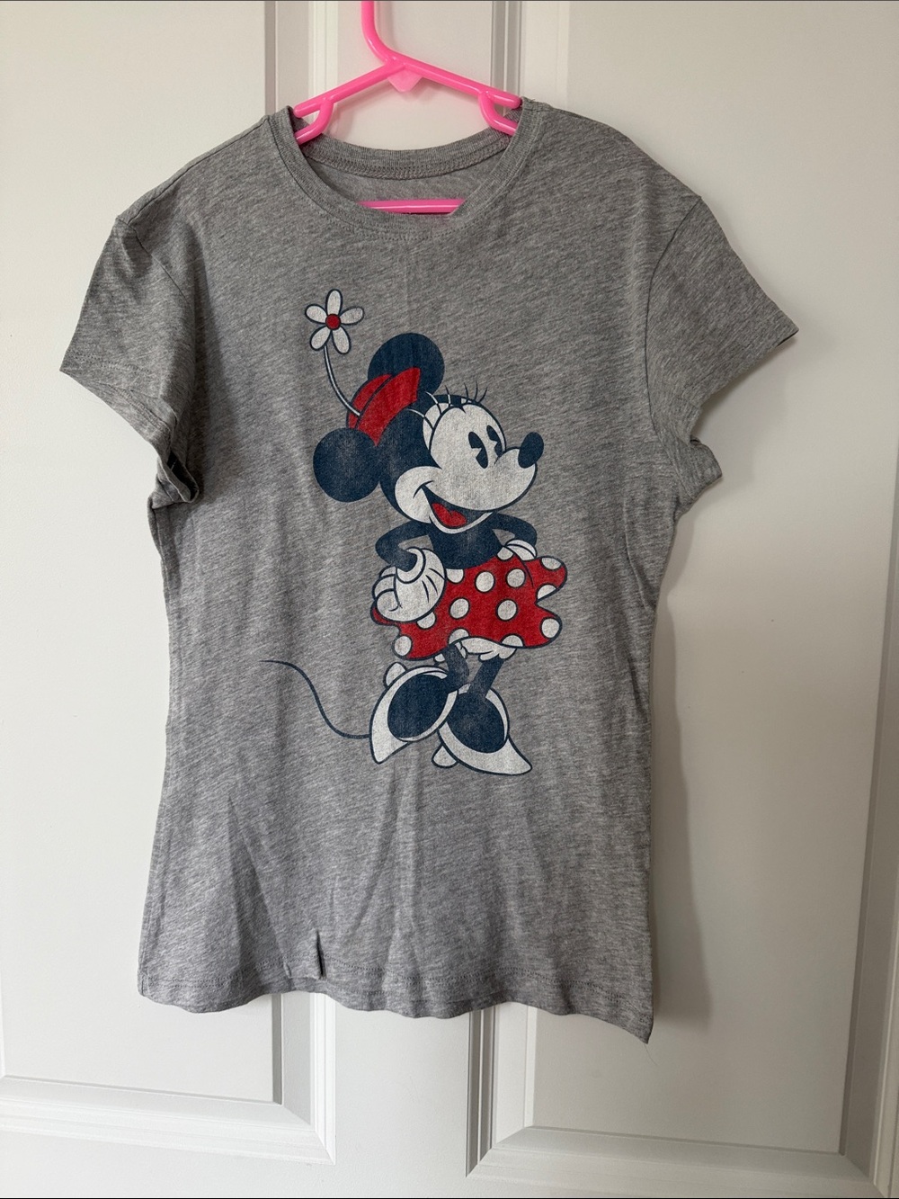 Disney Girls' Gray Minnie Mouse Tee with Red Polka-Dot Skirt